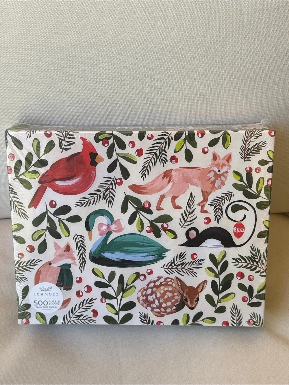 Puzzle 500 pieces Pets & Forest Animals Bird Toy Puzzle - Cream with Red & Green